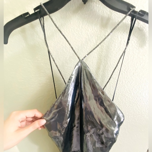 Zara Metallic silver, sparkly rhinestone strap maxi dress Size small - Picture 9 of 12